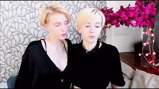 RitaBritanny-lesbian couple kissing and teasing short-haired blonde teen camgirls