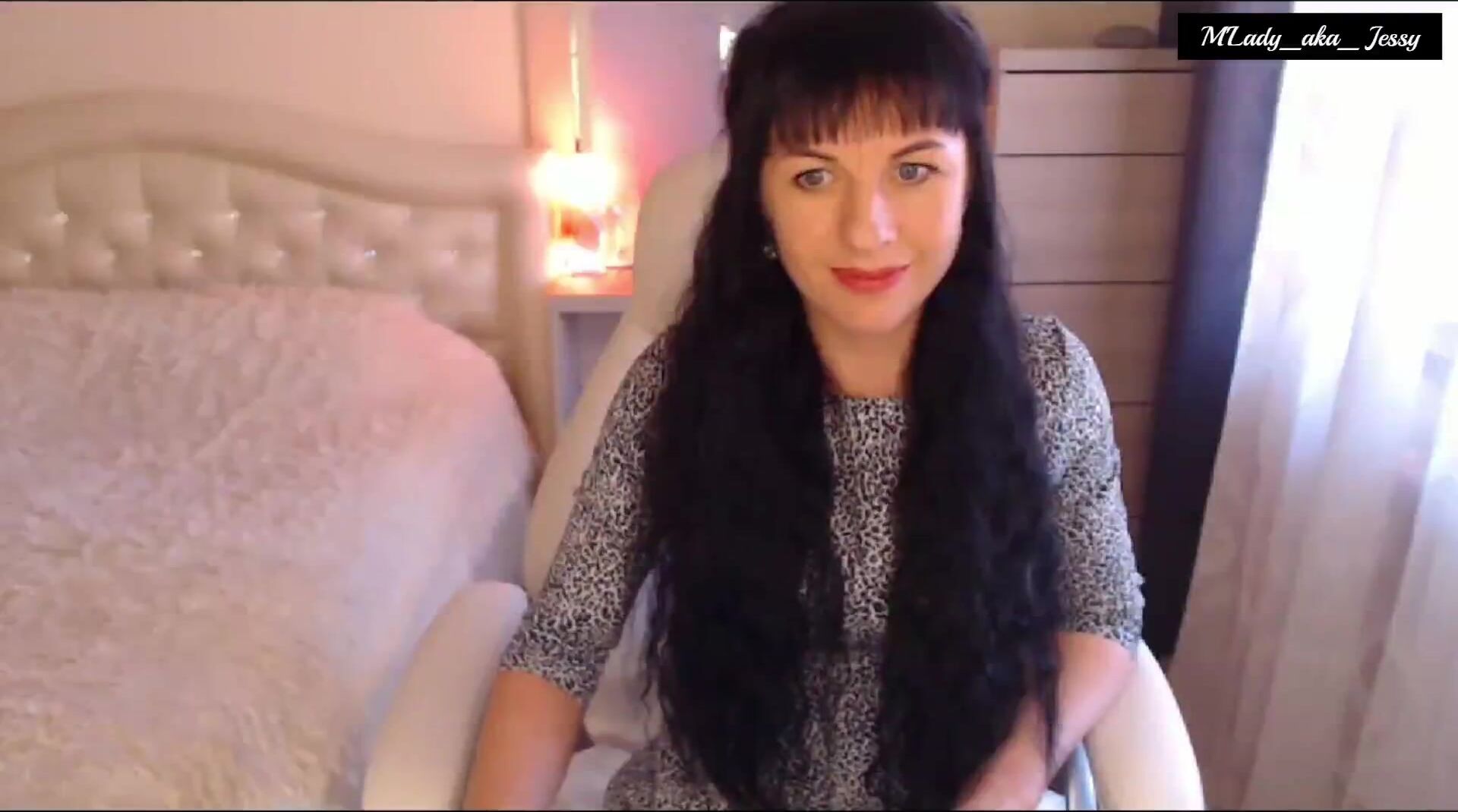 Little Titty Brunette Jessy M'Lady Chair to Bed StripTease Pussy Please