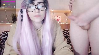 cuckold_couple_ - Wanking his cock over her blonde hair