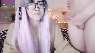 cuckold_couple_ - Wanking his cock over her blonde hair