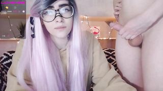 cuckold_couple_ - Wanking his cock over her blonde hair