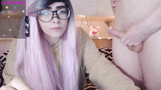 cuckold_couple_ - Wanking his cock over her blonde hair