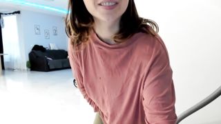 nyconik - Lustful brunette in leggings puts her hand in her panties and jerking off her pussy