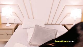 Hot petite babe fills her  pussy with big dildos