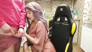 nicolecoxx - Purple haired beauty playing with cock