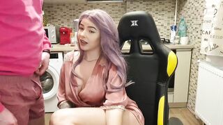 nicolecoxx - Purple haired beauty playing with cock