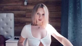 small_blondee - Charming blonde teen flashing big boobs
