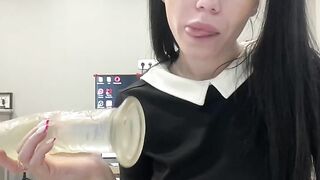 Youlalia  - Brunette fucking mouth with huge dildo