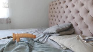 cbhotblonde - Blondie enjoying fuck machine bonking her pussy doggy style