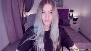 Tattooed busty Ukrainian amateur teen SimaDark flashes her shaved pussy