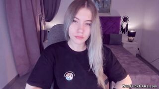 Tattooed busty Ukrainian amateur teen SimaDark flashes her shaved pussy