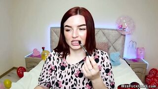Busty redhead amateur babe on webcam
