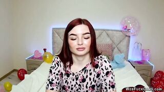 Busty redhead amateur babe on webcam