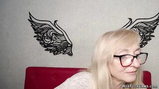 Blonde amateur mature with glasses